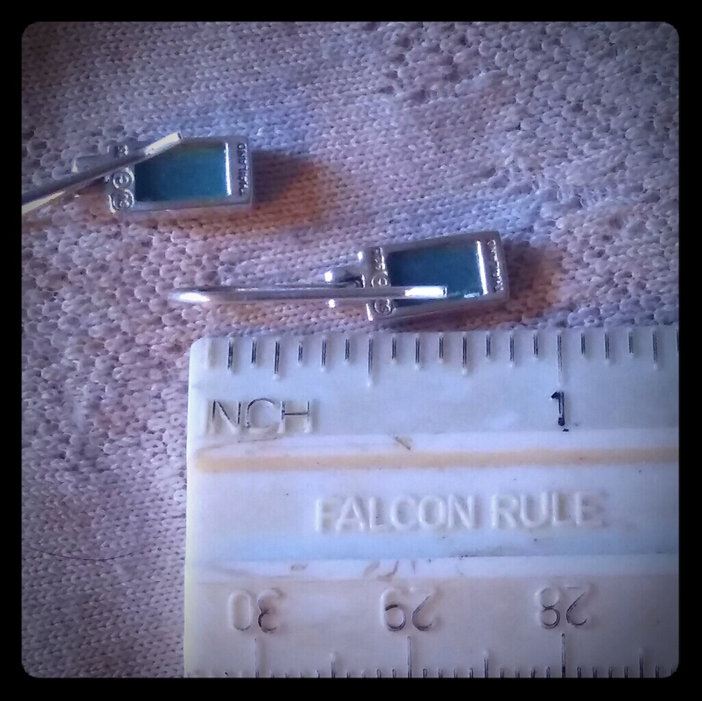 Vintage .925 Minimalist Rectangular Drop Earrings - image 7